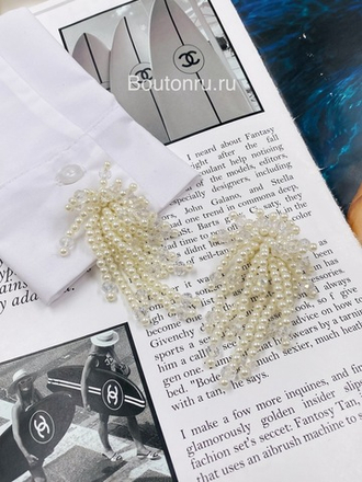 Накладка на пуговицу золотистая с жемчужной бахромой