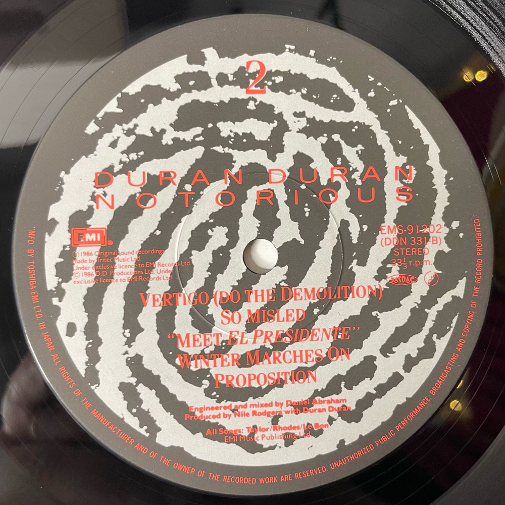 Винтажная виниловая пластинка LP Duran Duran Notorious (Japan 1986) (Obi) Hold Me