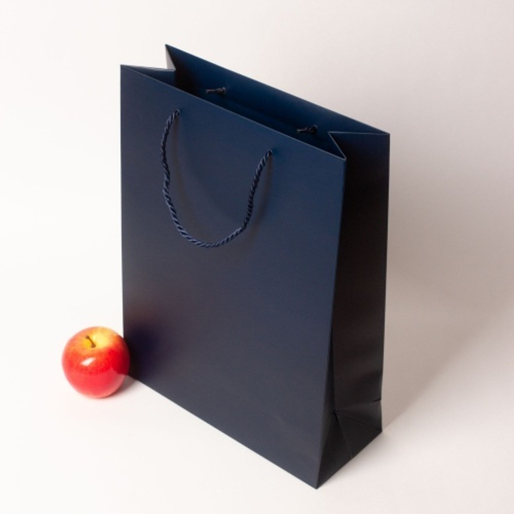 Пакет 30x40x12, тёмно-синий, витой шнур, картон VIP