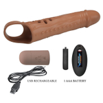 Коричневая вибронасадка с подхватом мошонки и пультом ДУ (Цвет: коричневый)