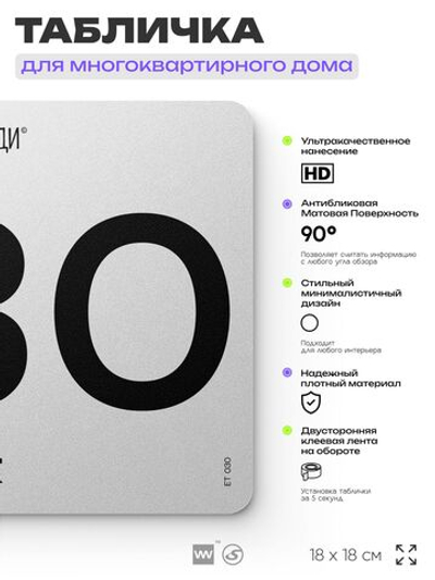 Табличка с номером этажа 30, для многоквартирного жилого дома, серия СОСЕДИ, 18х18 см, пластиковая, Айдентика Технолоджи