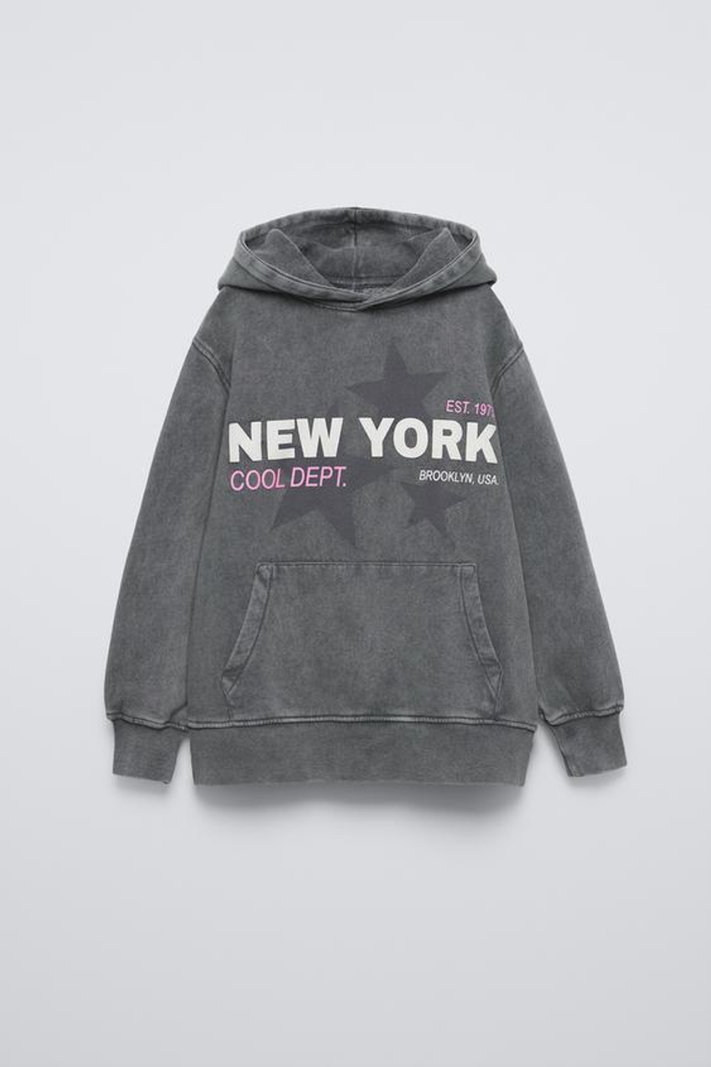 ZARA ХУДИ С НАДПИСЬЮ, АНТРАЦИТОВО-СЕРЫ