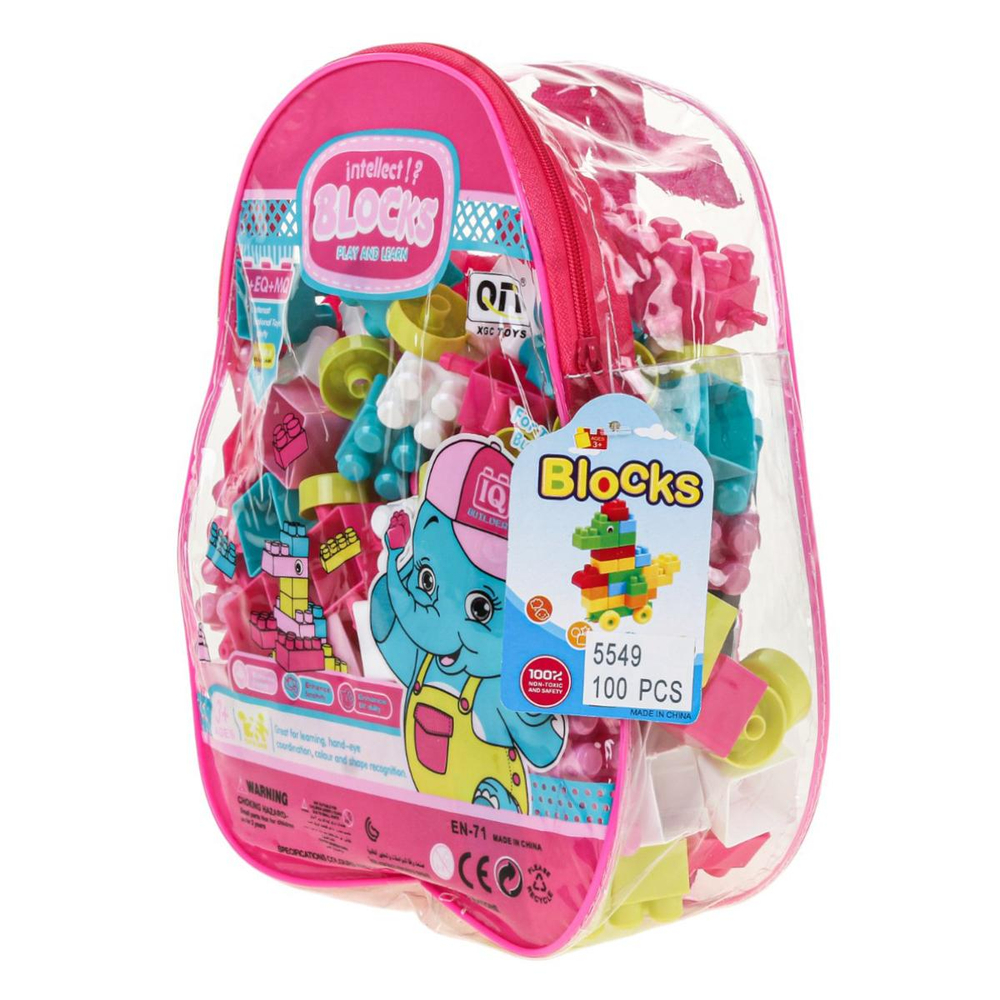 Конструктор блочный 100 элементов, сумка 5549