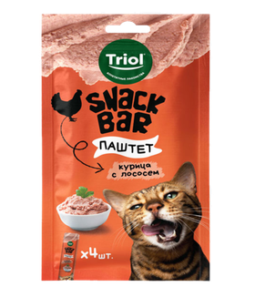 Лакомство для кошек "Паштет из курицы с лососем", 40г, серия SNACK BAR, Triol