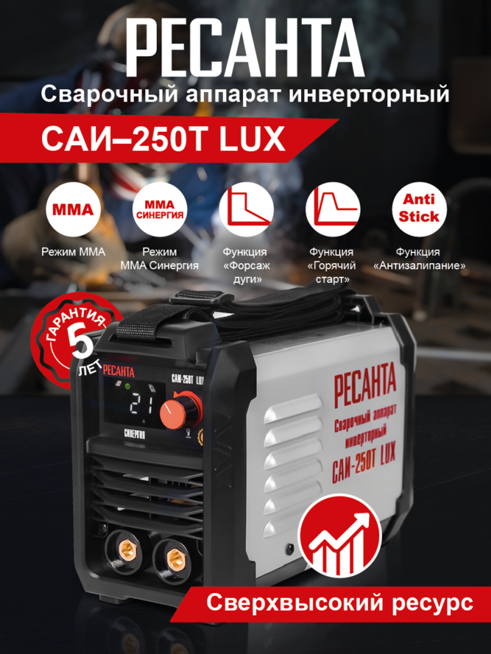 Сварочный аппарат инверторный РЕСАНТА САИ-250T LUX