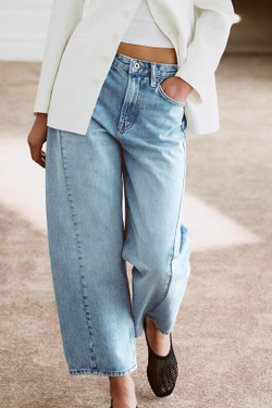 ZARA ДЖИНСЫ ZW COLLECTION ANKLE RELAXED СО СРЕДНЕЙ ПОСАДКОЙ, ГОЛУБОЙ