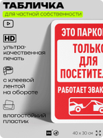 Табличка для частной территории "Это парковка только для посетителей", на дом, для участка, организаций и частных территорий, предупреждающая, 40х30 см, Silver Plane x Айдентика Технолоджи
