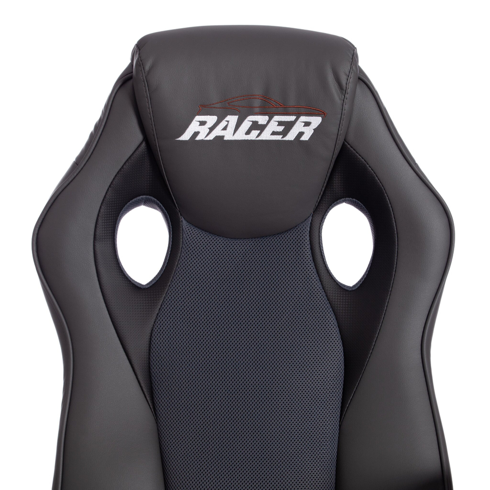 Кресло RACER GT new кож/зам/ткань, металлик/серый, 36/12