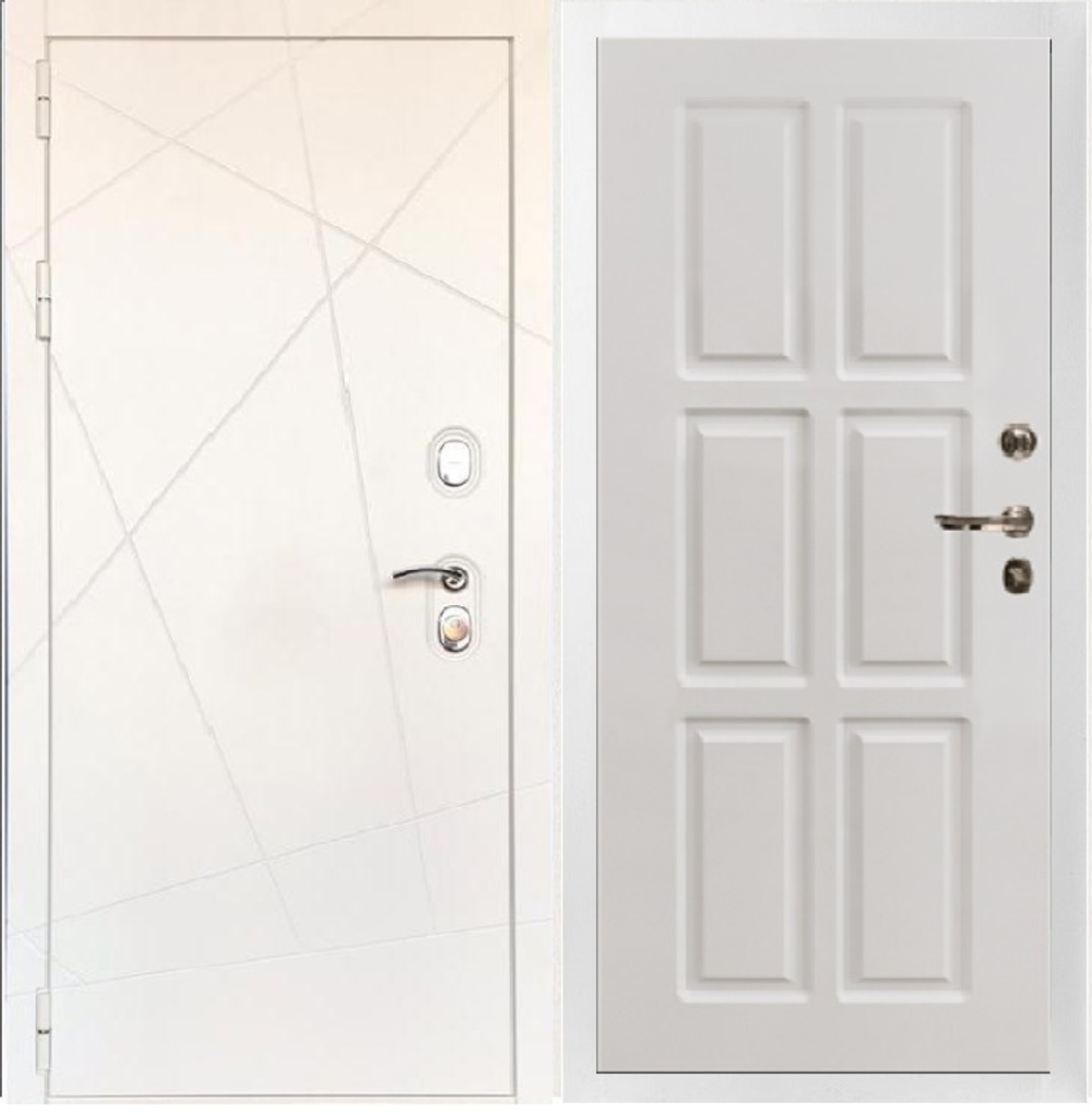 Входная металлическая дверь Лекс New Line Соната Шагрень белая / №85 Софт белый снег