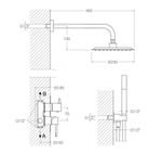 Встраиваемый смеситель для душа на 2 выхода с тропическим и ручным душем ODISEA K3915121NM черный