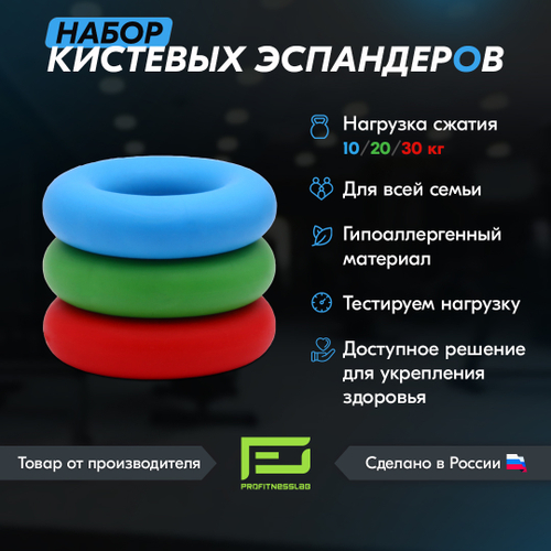 НАБОР КИСТЕВЫХ ЭСПАНДЕРОВ PROFITNESSLAB 3 шт. (10,20,30 кг)