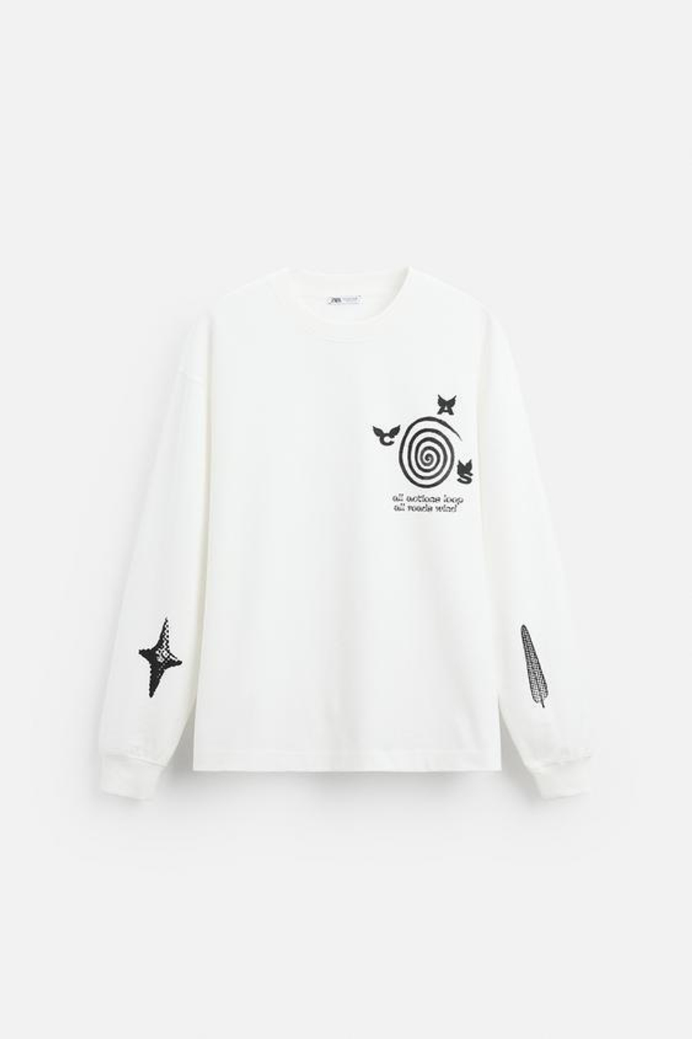 ZARA ФУТБОЛКА С ПРИНТОМ, ЖЕЛТОВАТО-БЕЛЫЙ