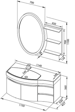 Мебель для ванной Aquanet Опера 115 L белый (2 дверцы 2 ящика)