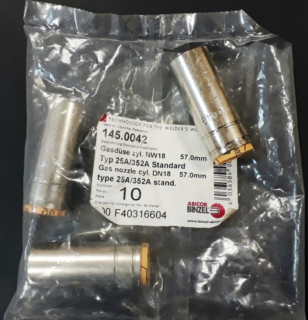 145.0042 Газовое сопло цилиндрическое D18,0/57,0 Abicor Binzel