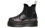 Dr. Martens 2976 Faux Fur Lined Metallic Platform Chelsea Boots "Black" Women"s