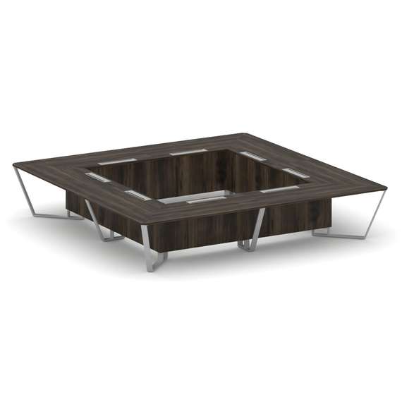 Steel Meet Стол переговорный квадратный KD-PR.B.SP-20K2 Дуб Мали/Металл Серый 4000*4000*750