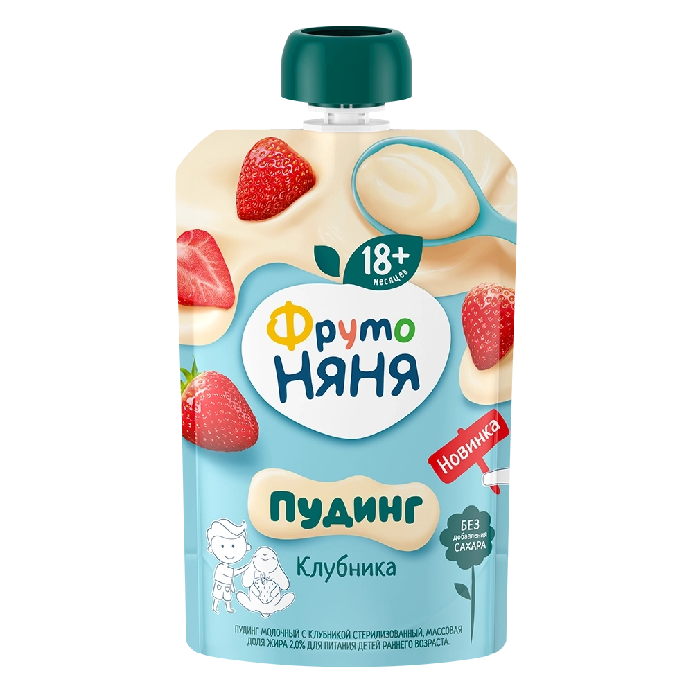 Фрутоняня пауч пудинг молочный с клубникой 90 г с 18 месяцев