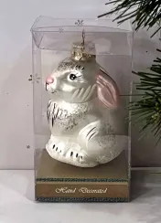 Елочное украшение Заяц лесной, серый, стекло, 9 см., 1 шт., Витус (А150-серый)