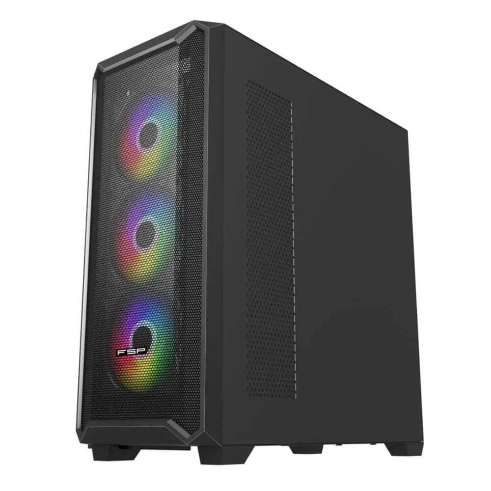 Компьютерный корпус FSP CMT591A, Без БП, 2xUSB3.0, 4xFAN120 ARGB, Tempered Glass, Black, E-ATX