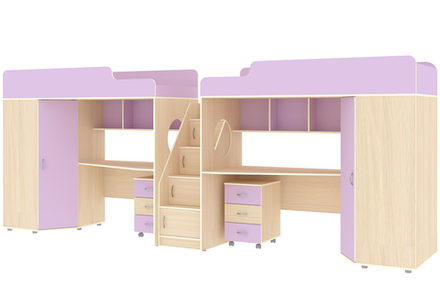 Двухъярусная кровать КарИВи Легенда 4.5 80х190  Дуб Молочный Ирис