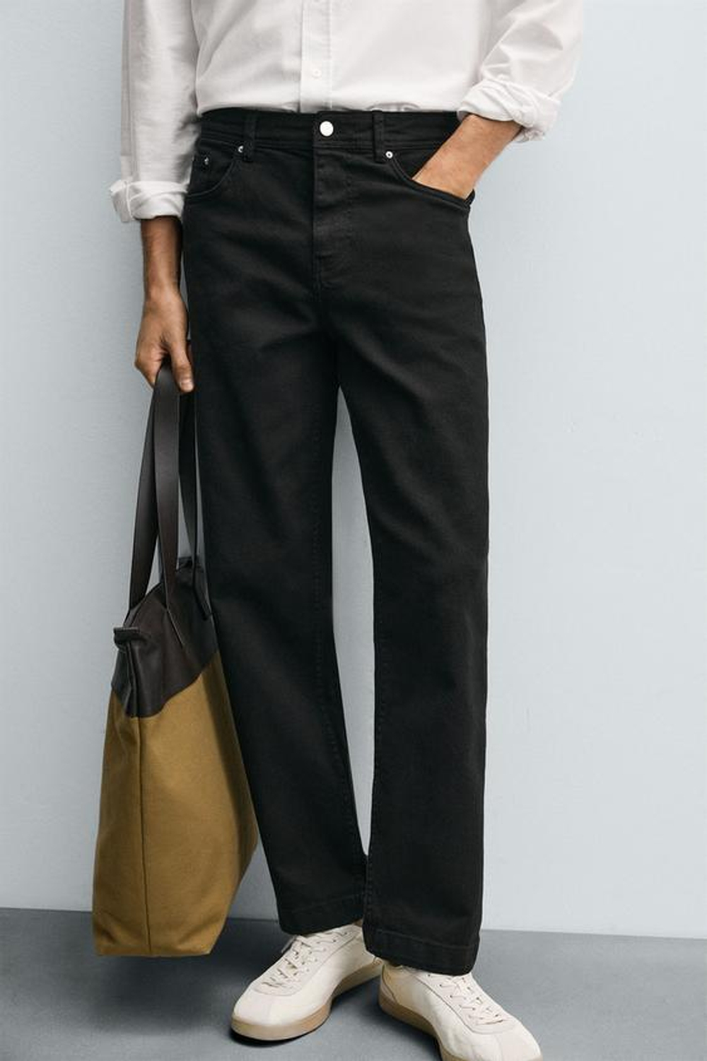 ZARA БРЮКИ STRAIGHT FIT, ЧЕРНЫЙ