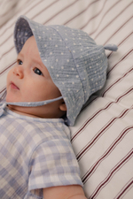 6075-242 Панамка из муслина (горошек на голубом)