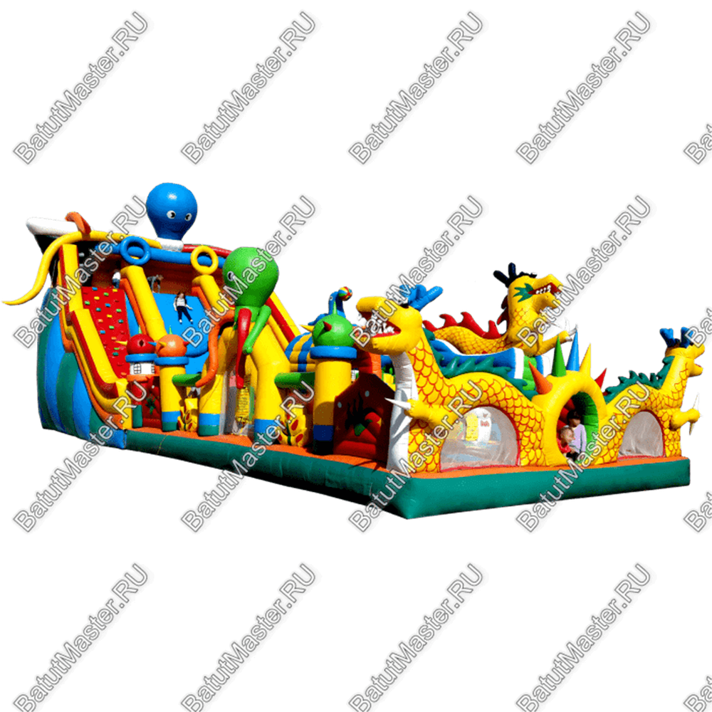 Коммерческий надувной батут "Осьминоги и драконы" 18*8*7 м