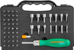 DR0152S Рукоятка отверточная трещоточная в наборе с битами и насадками, 52 предмета