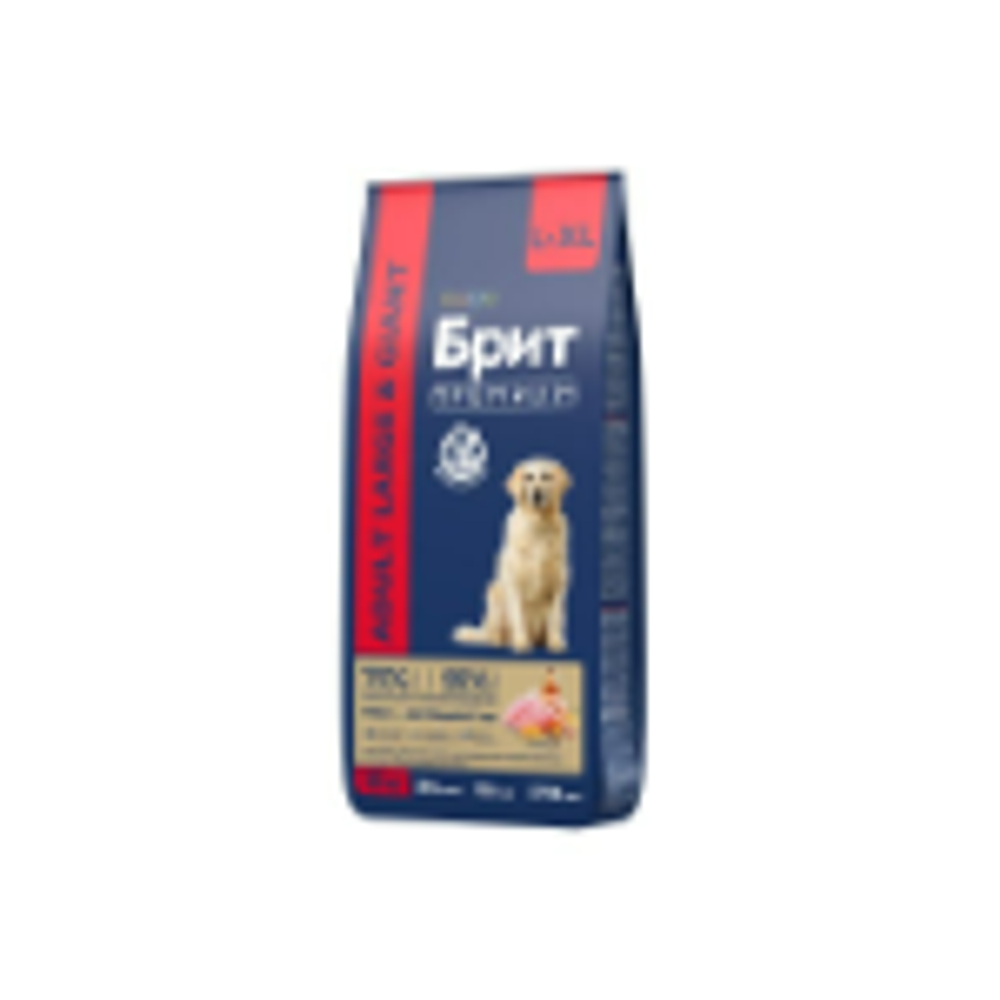 Корм для собак сухой BRIT PREMIUM с курицей для взрослых собак "Dog Adult Large and Giant", 15кг
