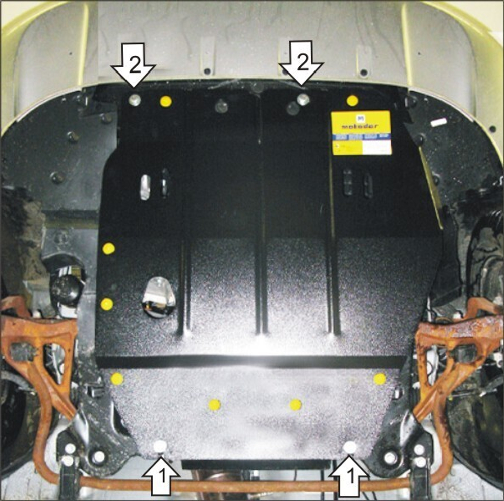 Защита картера Двигателя, КПП. 2 мм, Сталь. для Chrysler Sebring 2001-2007, Gaz Volga Siber 2007-2010, Dodge Stratus 2001-2003, Dodge Stratus 2003-2007 MOTODOR.05601