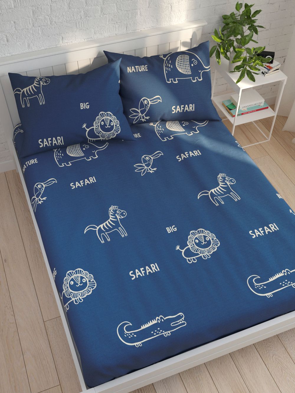 Простынь Сказка "SAFARI" 240х215 см, перкаль