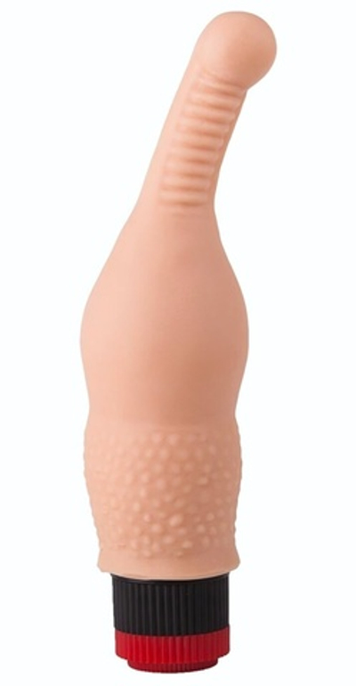 Анальный вибромассажер с тонким кончиком - 21 см. (Цвет: телесный)