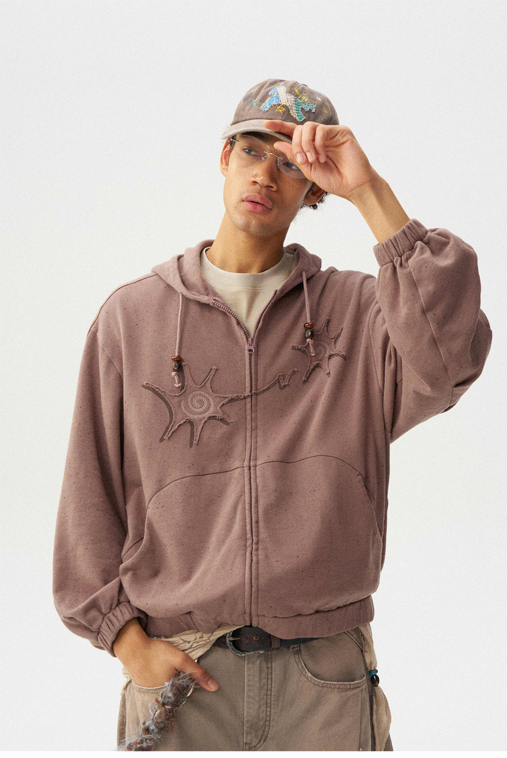 Худи Nothomme Monterest vintage variegated textured curved silhouette hooded