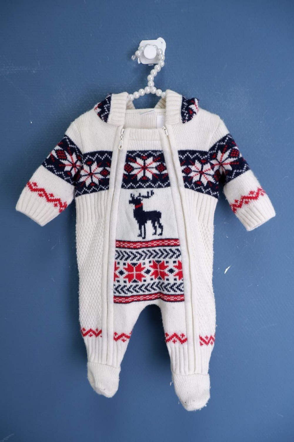 Комбинезон вязаный на 1-2 месяца