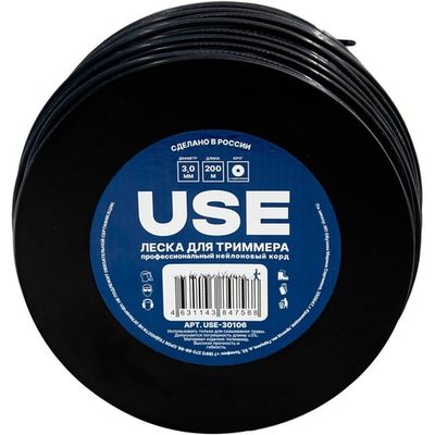 Леска USE 3.0*200 м (круг с сердечником) катушка   USE-30106