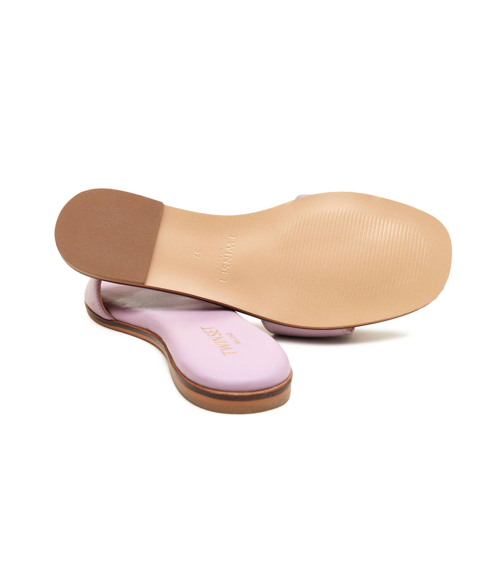 Кожаные шлепанцы TWINSET - лавандовый(241TCP12A)