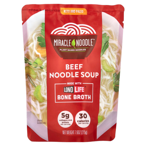 Miracle Noodle, Bone Broth, говяжий суп с лапшой, 215 г (7,6 унции)