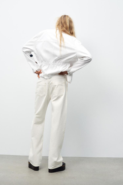 ZARA ДЖИНСЫ-БАНАНЫ TRF С ВЫСОКОЙ ПОСАДКОЙ, ЖЕЛТОВАТО-БЕЛЫЙ