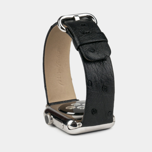 Ремешок для Apple Watch 44/45/46 mm из кожи страуса, черного цвета