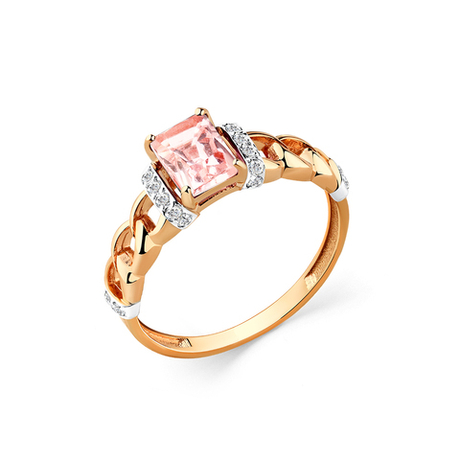 Кольцо из золота 585 пробы с Морганит и Фианит