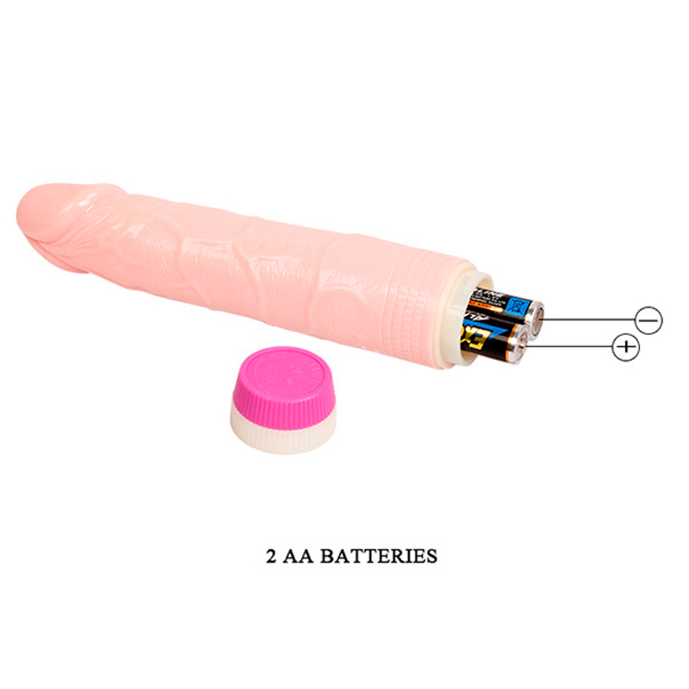 Телесный вибратор 20,5см с ярко очерченной головкой Baile Fantasy Vibe BW-001061