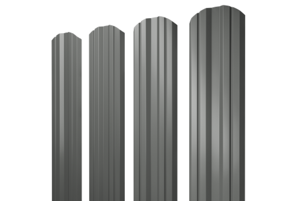 Штакетник Twin фигурный 0,45 PE RAL 7005 мышино-серый