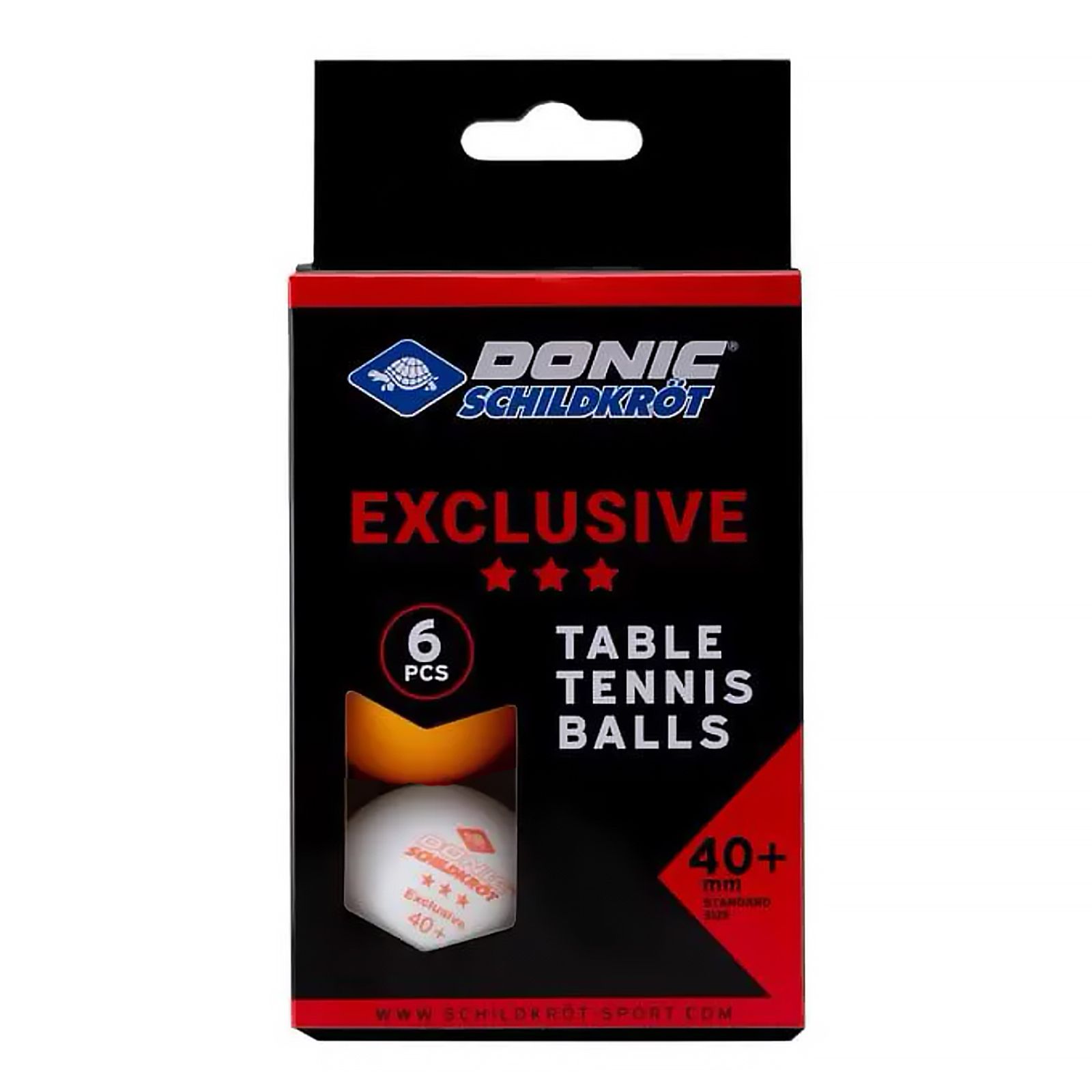 Мячики для н/тенниса DONIC EXCLUSIVE 3* 40+, 6 штук, белый + оранжевый фото №1