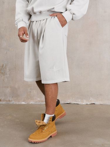 Серый хлопковый костюм POOL с бежевым воротником