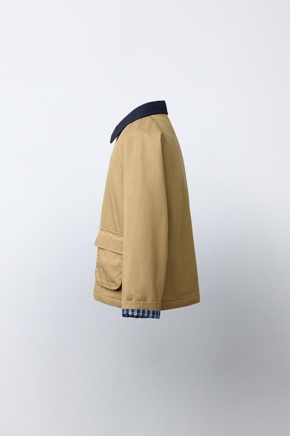 ZARA КУРТКА С КОНТРАСТНЫМ ВОРОТНИКОМ, РЫЖЕВАТО-КОРИЧНЕВЫЙ