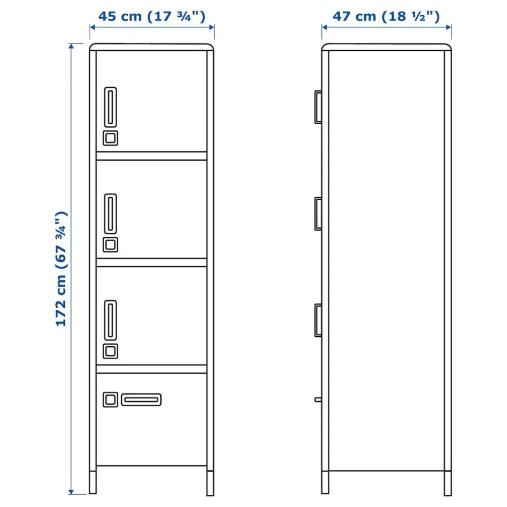 Высокий шкаф с ящиком и дверцей - IKEA IDÅSEN/IDASEN/ИДОСЕН ИКЕА, 172х47х45 см, зеленый