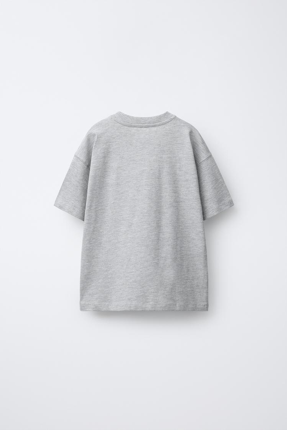 ZARA БАЗОВАЯ ОДНОТОННАЯ ФУТБОЛКА, СЕРЫЙ МЕЛАНЖ