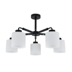 Люстра на штанге 5x60Вт E27, металл/стекло, чёрный мрамор/белый