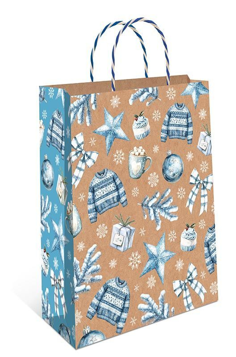 Пакет подар. бум. крафт новогодн. 26*32*12см 157гр/м Зима