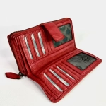 Женский кошелек из натуральной винтажной кожи красного цвета